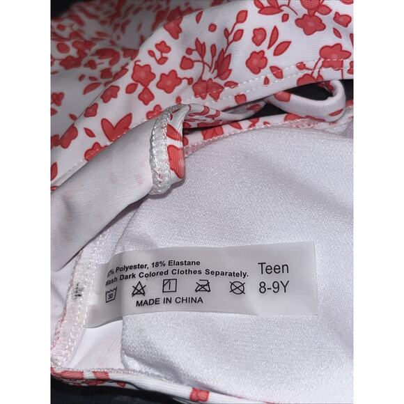 Girls' 2 Piece Ditsy Floral Print Knot Front Ruched Triangle Bikini Teen 8-9Y - Picture 5 of 11